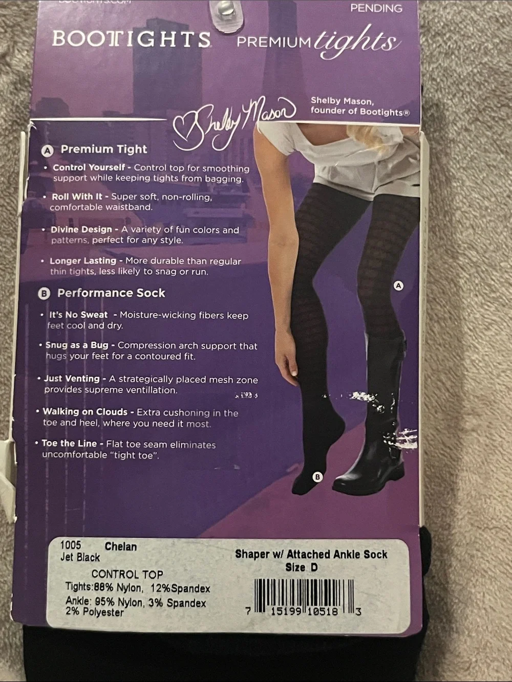 Premium Black Tights with Cushioned Socks - NWT